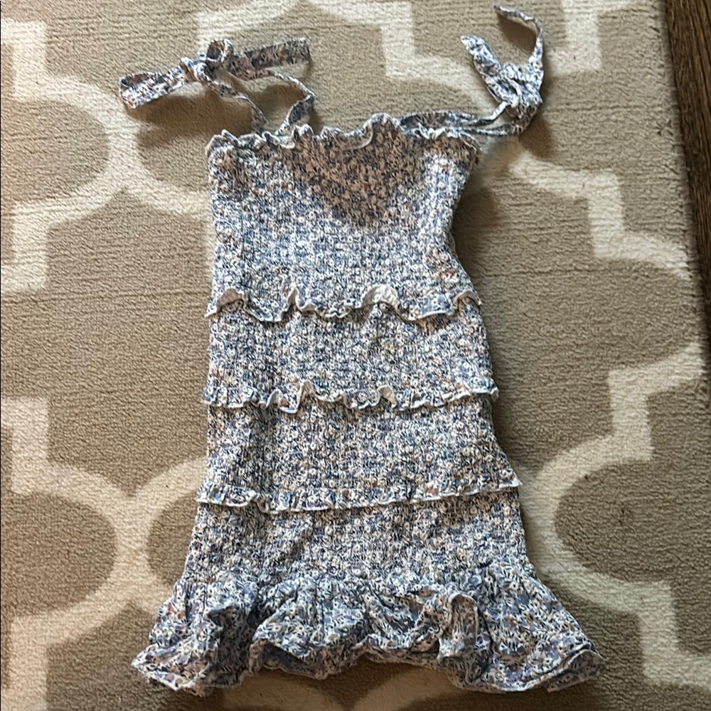 KatieJNYC kids sz M Floral Ruffle Dress with Tie Straps RUNS SMALL